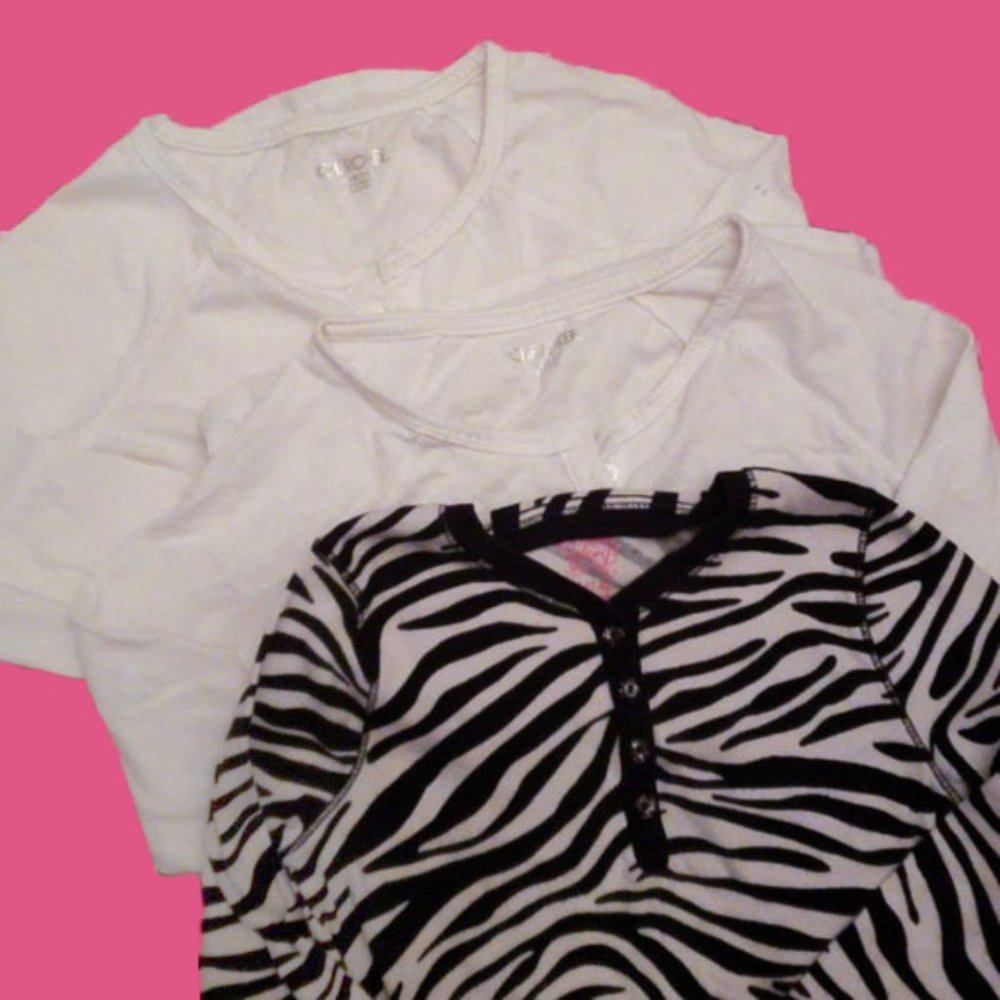 Girls Long Sleeve Zebra Print Tee with Bonus Shirt